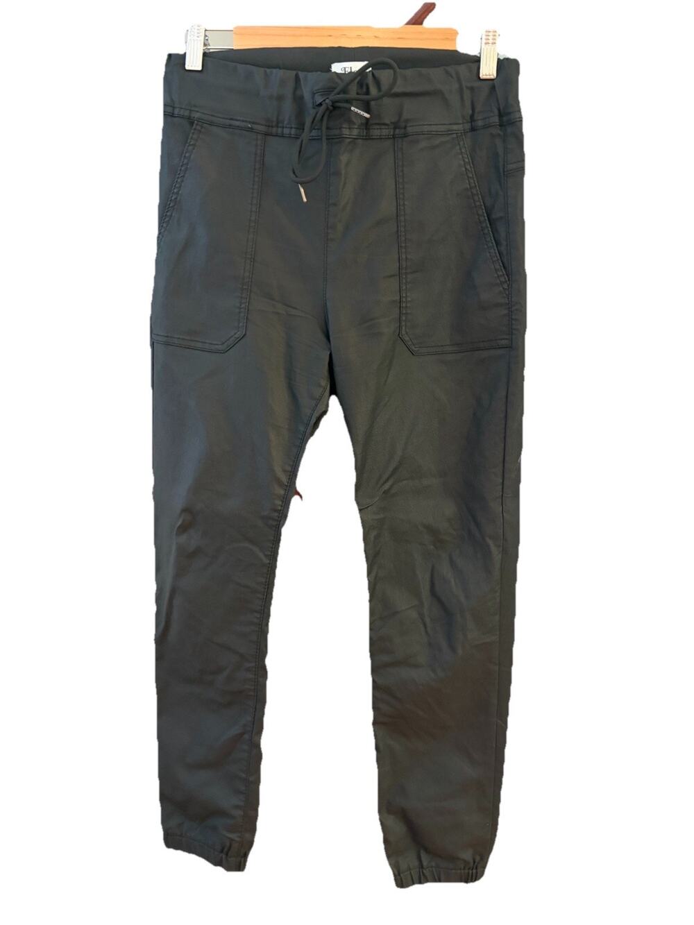 Bevy Flog Shely Black Faux Leather Joggers Size 26